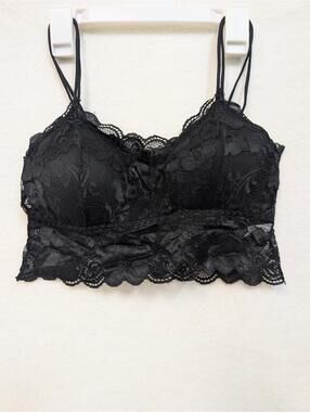 Black Lace Bralette Crop Top Size L